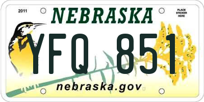 NE license plate YFQ851