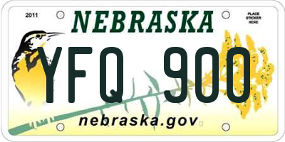 NE license plate YFQ900