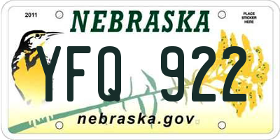 NE license plate YFQ922
