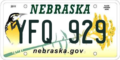 NE license plate YFQ929