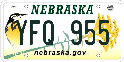 NE license plate YFQ955