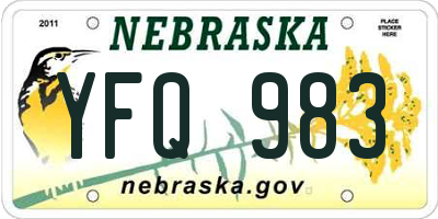 NE license plate YFQ983