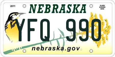 NE license plate YFQ990