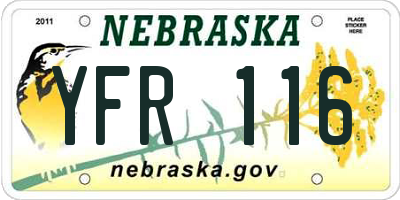 NE license plate YFR116
