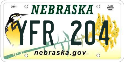 NE license plate YFR204