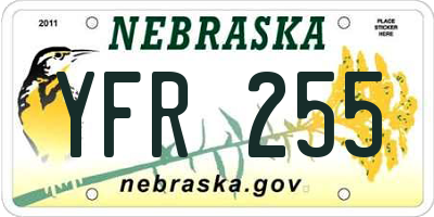 NE license plate YFR255