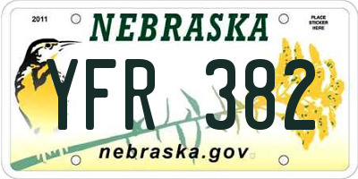 NE license plate YFR382