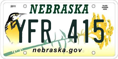 NE license plate YFR415