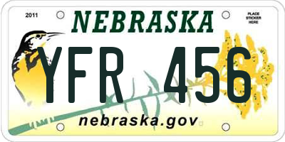 NE license plate YFR456