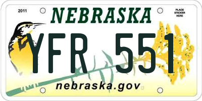 NE license plate YFR551