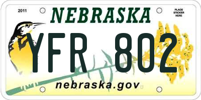 NE license plate YFR802