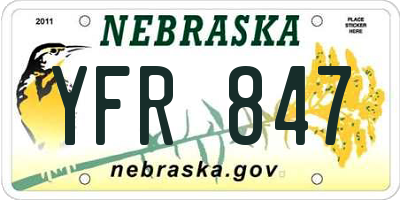 NE license plate YFR847