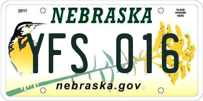 NE license plate YFS016