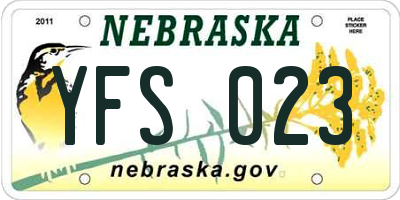 NE license plate YFS023