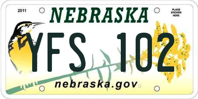 NE license plate YFS102