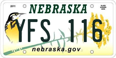 NE license plate YFS116