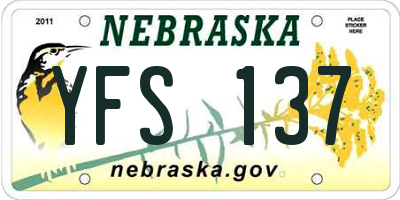 NE license plate YFS137