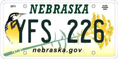 NE license plate YFS226