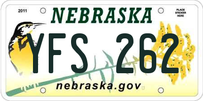 NE license plate YFS262