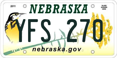NE license plate YFS270