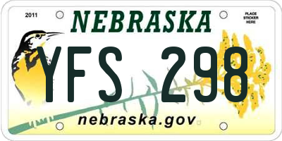 NE license plate YFS298