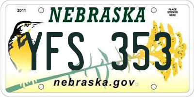 NE license plate YFS353