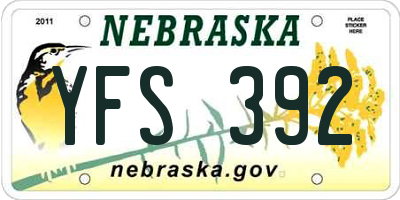 NE license plate YFS392