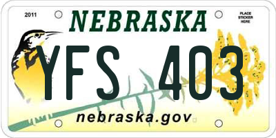 NE license plate YFS403
