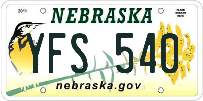 NE license plate YFS540