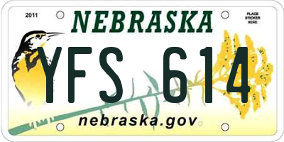 NE license plate YFS614