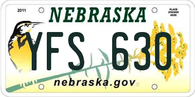 NE license plate YFS630