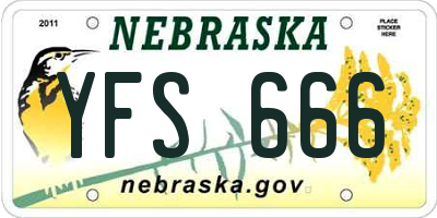 NE license plate YFS666