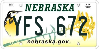 NE license plate YFS672