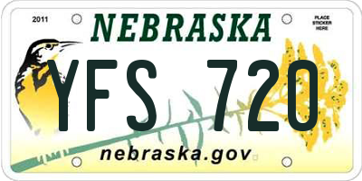NE license plate YFS720