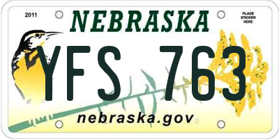 NE license plate YFS763