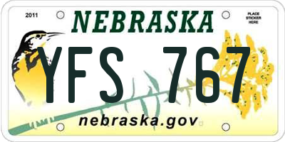 NE license plate YFS767