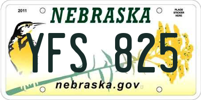 NE license plate YFS825