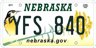 NE license plate YFS840