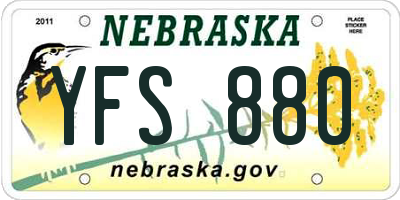 NE license plate YFS880