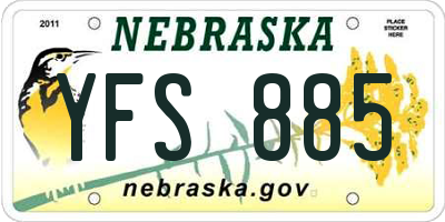NE license plate YFS885