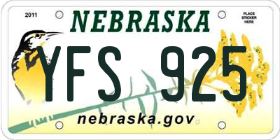 NE license plate YFS925