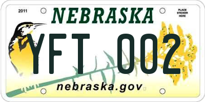 NE license plate YFT002