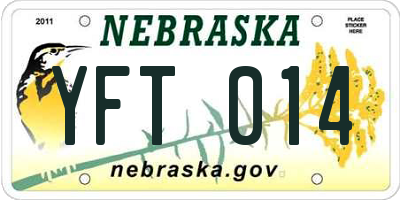 NE license plate YFT014