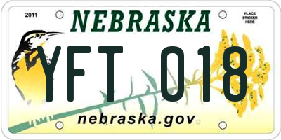 NE license plate YFT018