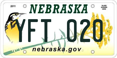 NE license plate YFT020