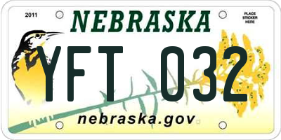 NE license plate YFT032