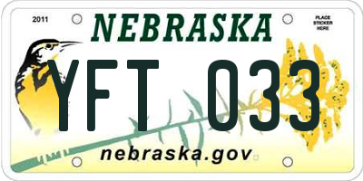 NE license plate YFT033