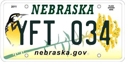 NE license plate YFT034