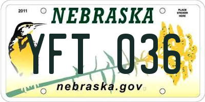 NE license plate YFT036