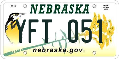 NE license plate YFT051